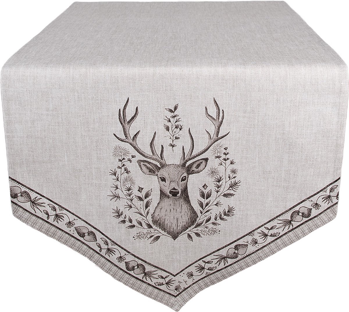 Clayre & Eef Tafelloper 50x160 cm Beige Katoen Hert