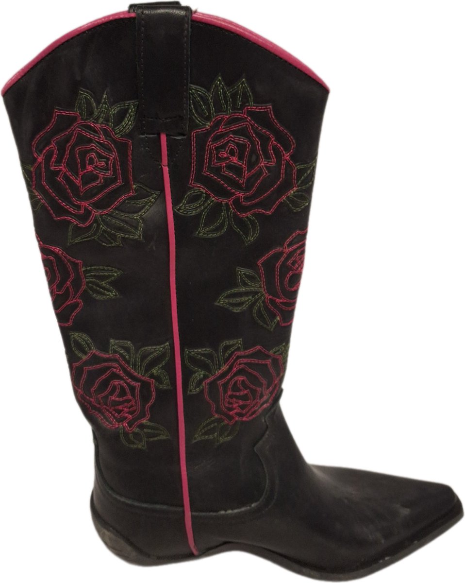 MAG-LEATHER WESTERN BOOTS-BLACK-SIZE 36