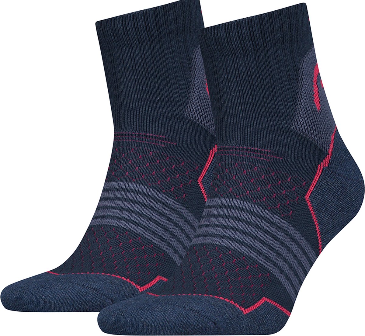 HEAD 4-Pack Hiking Kwart Sokken Schokabsorptie Flexzone Heren Dames – 39-42 701219909 Blauw