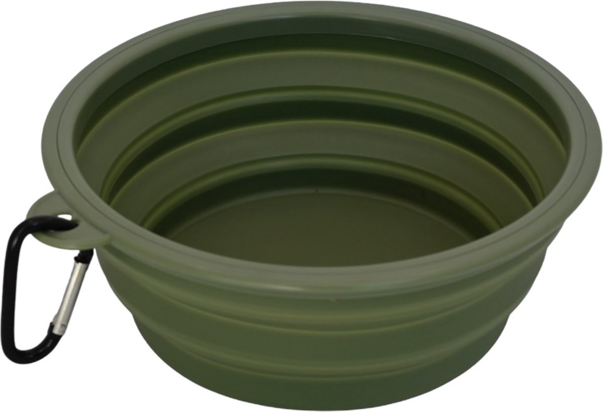 Bol.com Trimmi voer/waterbak voor onderweg - Drinkbak hond - waterbak hond opvouwbaar - voerbak hond - groen - 650 ML aanbieding