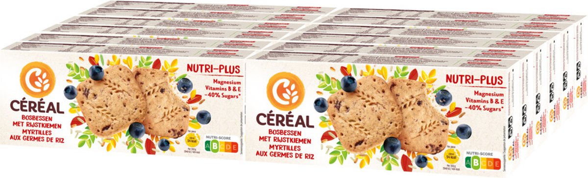 12x Céréal Koekjes Bosbessen Rijstkiemen 140 gr