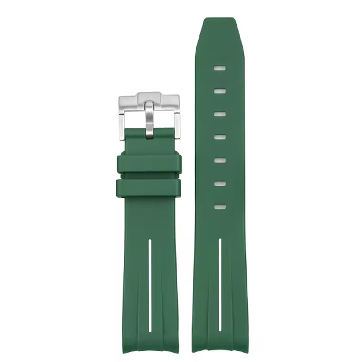 Bandje voor Omega x Swatch MoonSwatch Mission on Earth - Rolex Horloge - SEIKO Horloge - 20mm - Zacht Rubber - Groen met Witte streep