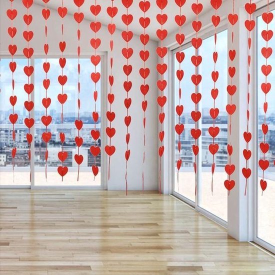 Hart Lametta Slinger Rood 10 Meter - Romantische Valentijnsdecoratie