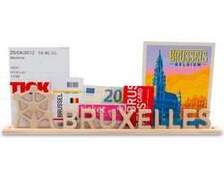 Bruxelles, houten Letter standaard Souvenir met Atomium: kan gepersonaliseerd worden met fotos en tickets