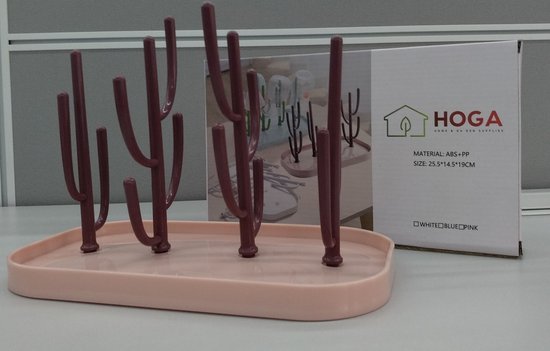 Hoga Flessen Droogrek - Baby Flessenrek - Afdruiprek Baby - Droogrek - Drying Rack - Roze van Hoga — afbeelding 5