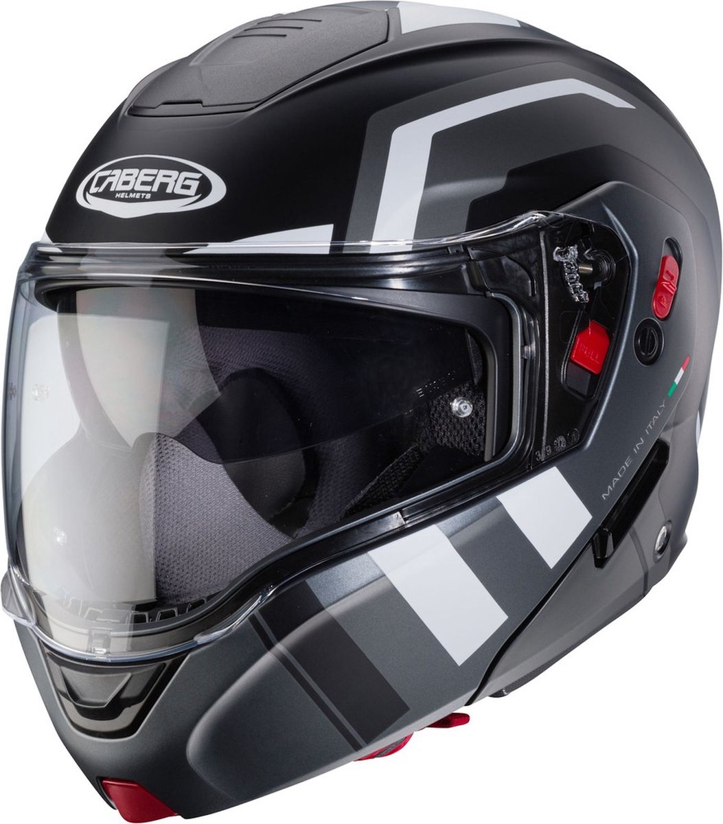 Caberg Motorrad Klapphelm Horus X Road Matt-Schwarz/Gun-Metallic-Weiß-L