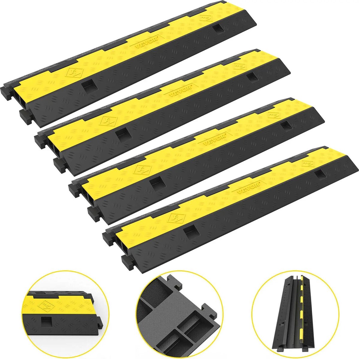 T&L Store® Kabelgoot - Kabelbrug Buiten - Kabelbrug - Verkeersdrempel - 5000kg Belastbaar - Anti-Slip - 101x24x5 cm - 4 stuks