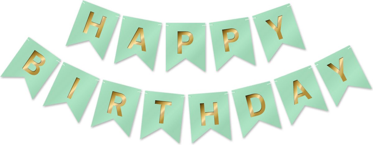 LUQ - Groen & Goud Happy Birthday Slinger Verjaardag Versiering Feest Versiering Verjaardag Slingers Decoratie