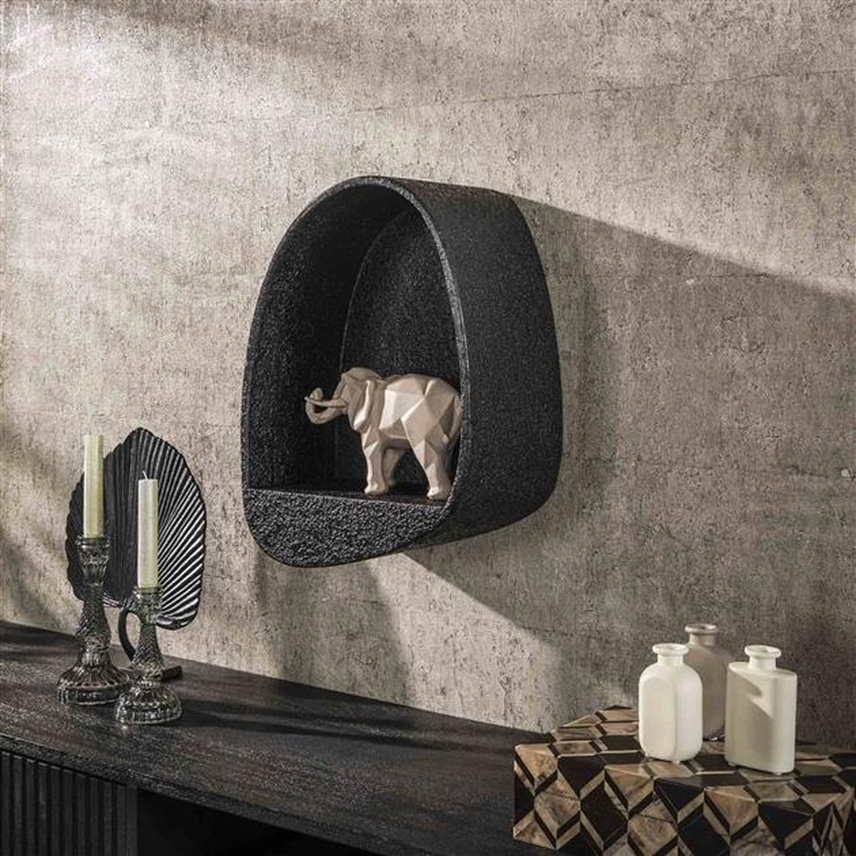 Giga Meubel Wandschap Metallic Druppel - Grijs Metaal - 34x21x46cm