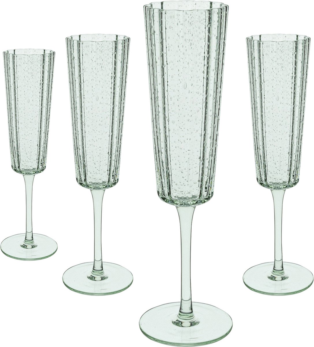 Laura Ashley Glass Collectables Champagneglazen set van 4 - Mondgeblazen - Groen - 21 cl.