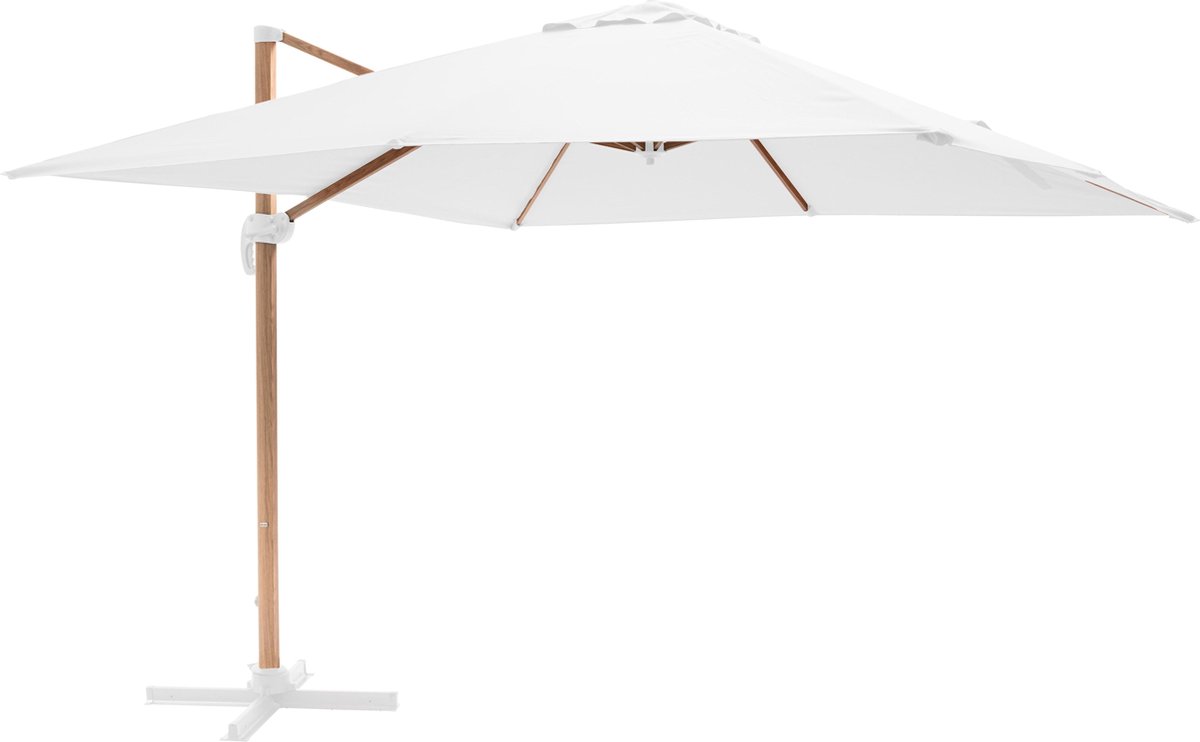 Oviala - Vierkante zweefparasol 3x3m met houtlook in crèmekleur - Brescia