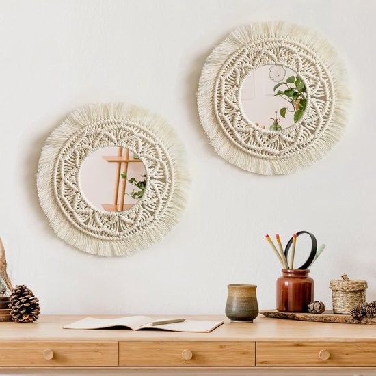 Mrs. Jones Macramé plantenhanger 2 stuks Boho hangende plantenbakken manden