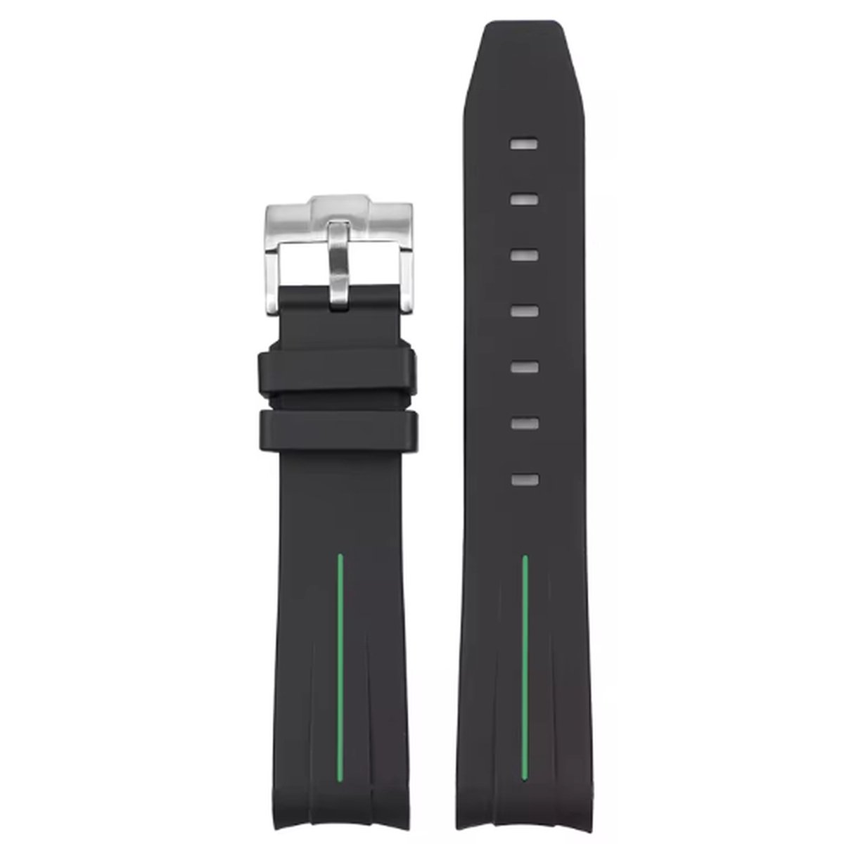 Bandje voor Omega x Swatch Mission on Earth MoonSwatch - Rolex Horloge - SEIKO Horloge - 20mm - Zacht Rubber - Zwart met Groene streep