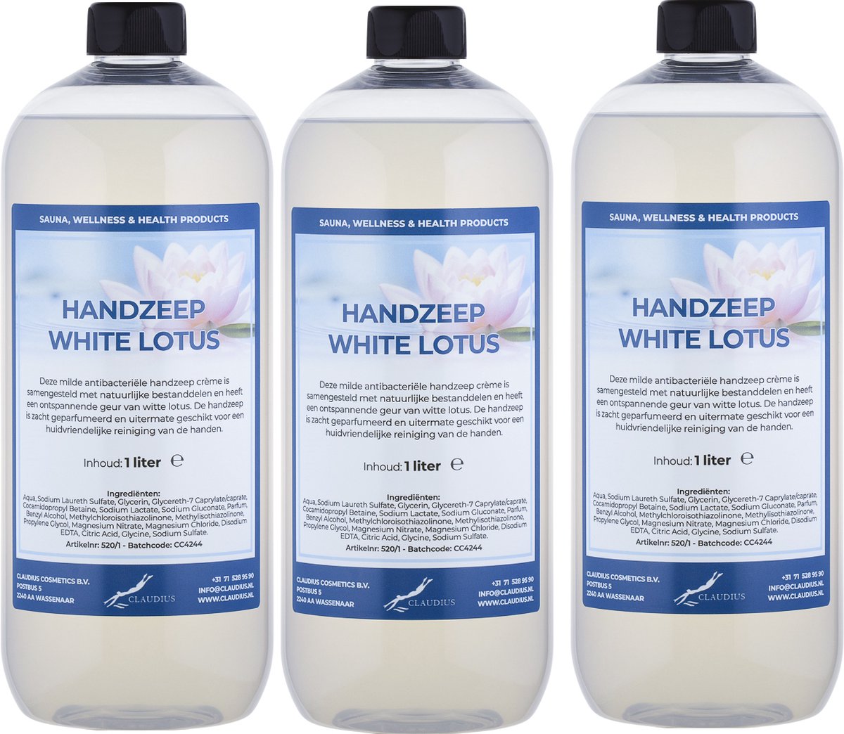 Goedkoopste Handzeep White Lotus 1 liter - set van 3 stuks
