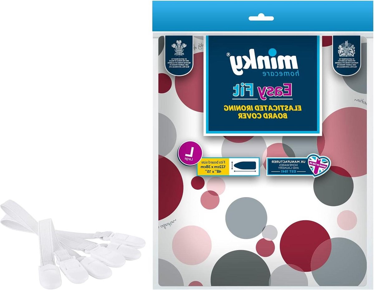 Easy Fit 122 x 38 Strijkplankhoes Inclusief Clips Bundel met Minky Strijkplank Accessoires strijkplankhoes