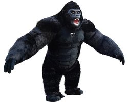 KIMU® Mega Opblaasbare Mascotte Gorilla Zwart - 2.6 Meter King Kong Kostuum Opblaasbaar Pak - Groot Apenpak Opblaaspak - Opblaas Zwarte Aap Halloween