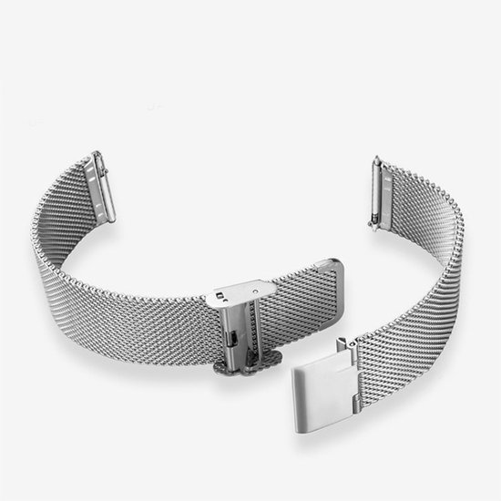 T.O.M.-Horloge bandje- RVS -Milaneseband -Zilver-22mm!- Enkele klik sluiting- Geschikt voor Elk horloge met aanzetmaat 22MM - Samsung – Huawei -RVS horloge bandje