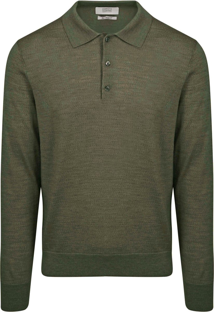 King Essentials The Robert Long Sleeve Poloshirt Merino Army Groen - Maat XXL - Heren - Pullovers