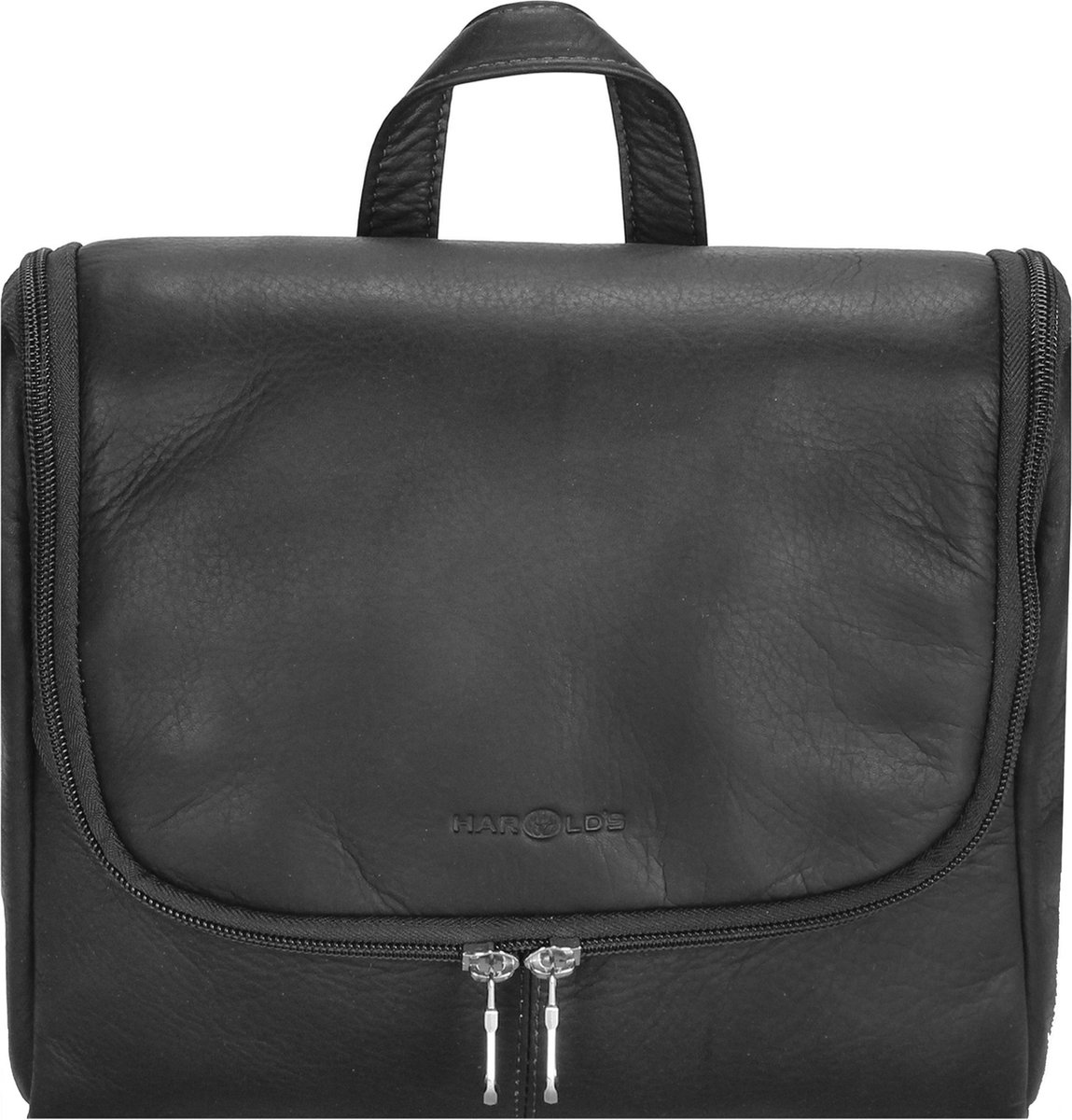 HAROLD'S Leren Toilettas Country Toilet Bag Black Zwart
