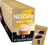 Nescafé Gold Latte Vanille oploskoffie - 6 doosjes à 8 zakjes