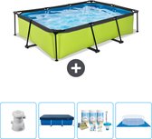 EXIT Rechthoekig Lime Frame Zwembad - 300 x 200 x 65 cm - Inclusief Pomp Afdekzeil - Onderhoudspakket - Grondzeil
