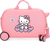 Hello Kitty Rolling Suitcase 4 Wheels Hearts & Dots Pink