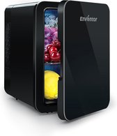 Enventor minikoelkast 4L, kleine draagbare koelkast, mini cosmetische koelkasten voor koeler en warmer, mini kleine koelkast voor slaapkamer/auto/reizen/drankjes/fruit, zwart [Energieklasse E]