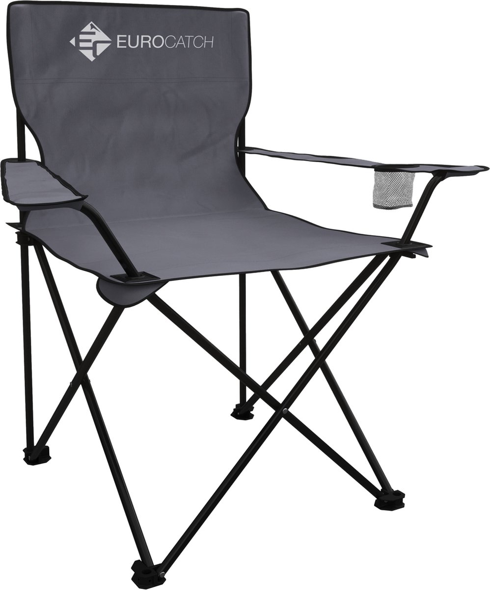 Eurocatch Campingstoel - Opvouwbare Stoel - Vouwstoel -Strandstoel - Grijs incl. Tas