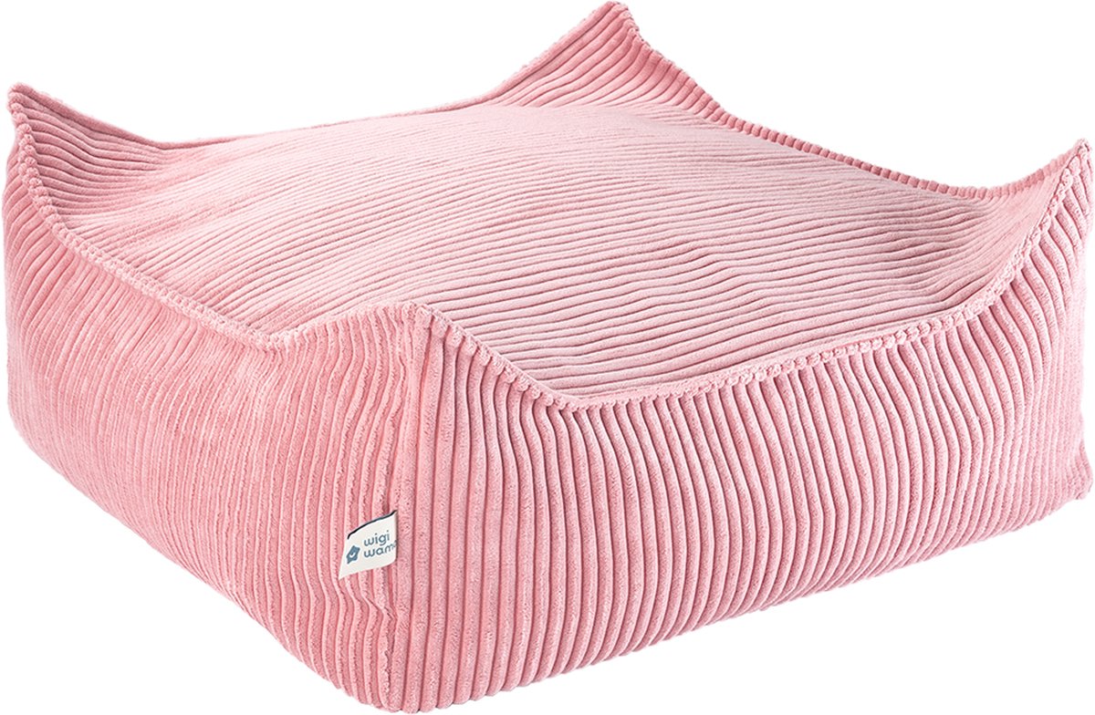 Wigiwama Corduroy Square Ottoman / Poef - 80x70x50cm - Pink Mousse