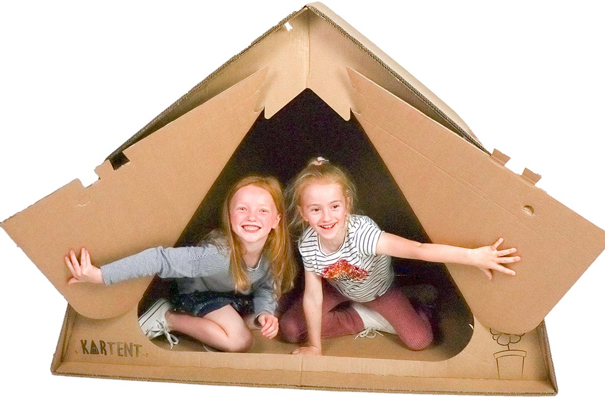 Kartonnen speeltent voor kinderen - de KarTent Junior Speeltent binnen - Speelhuis - Kartonnen speelgoed - 100% recyclebaar - 90x150x110 cm - Helemaal te versieren met verf - Cadeau van duurzaam karton - KarTent