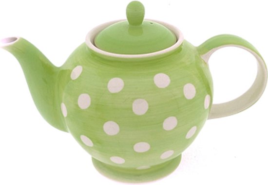 Theepot Polka Dot - groen met witte stippen 1000 ml - Keramiek ...