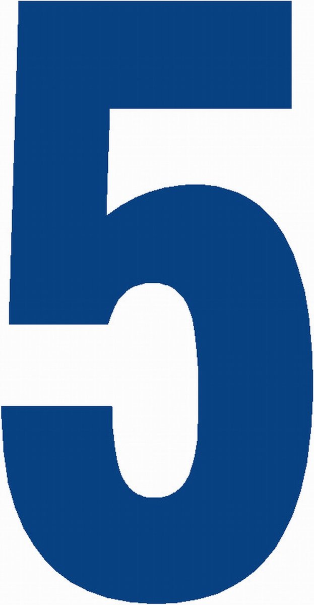Cijfersticker nr. 5 BLAUW 10x5cm, plakcijfer, huisnummersticker, containersticker, magazijn sticker, showroom, tuincentra