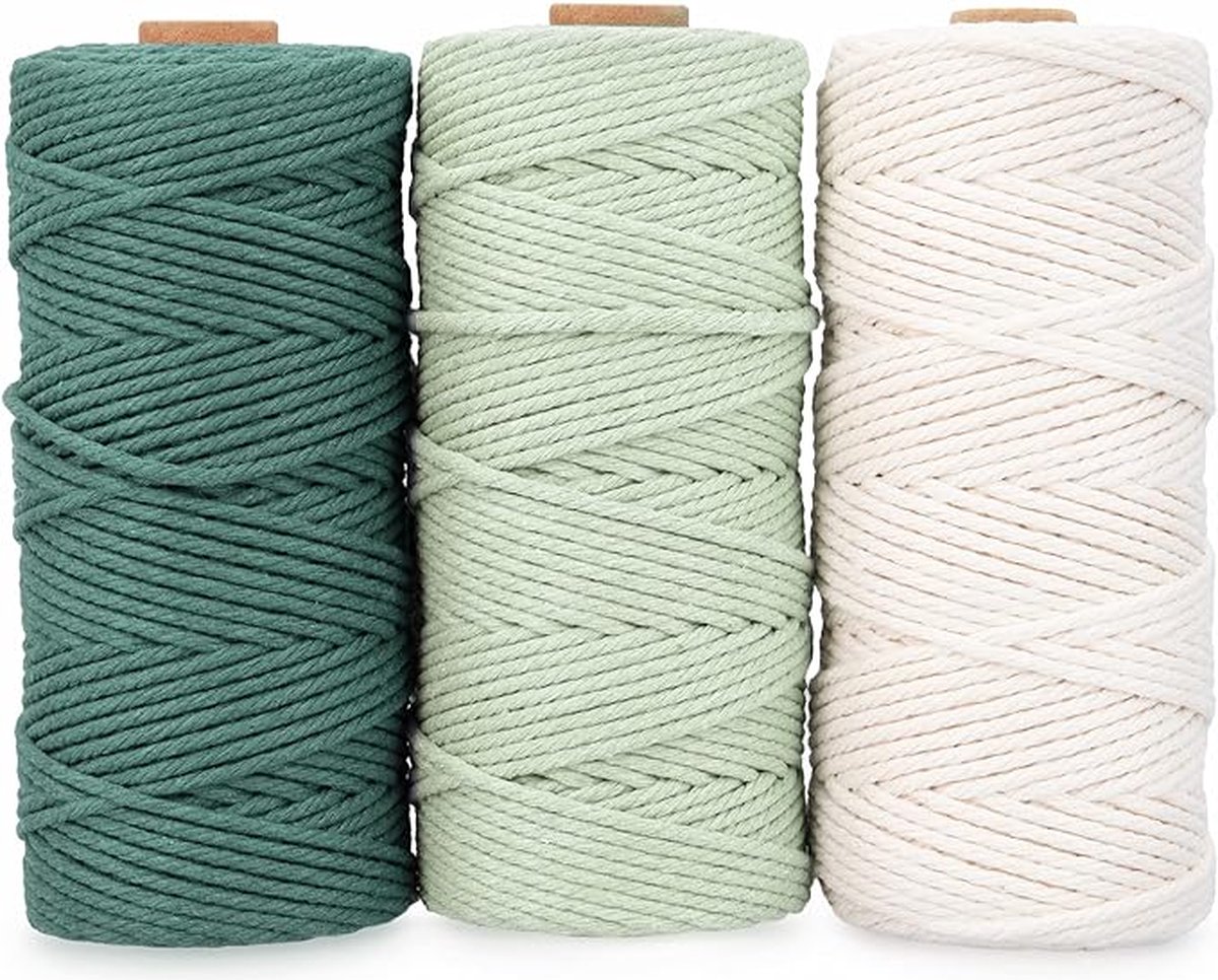 Macramé garen set Katoenen koord voor doe-het-zelfprojecten Gemaakt van 100% natuurlijk katoen 3mm x 100m 3