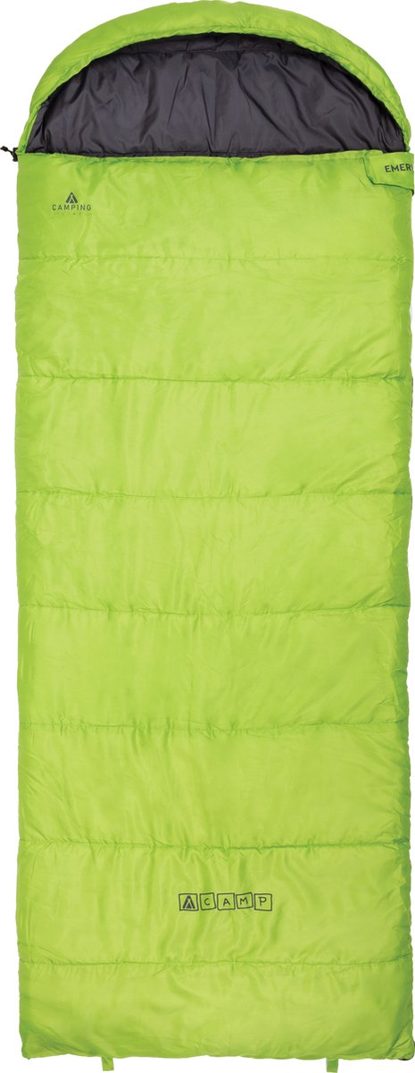 ACAMP EMERY Deken Slaapzak met capuchon 220 x 85 cm LIME Groen 1800 Gram PFC-Vrij