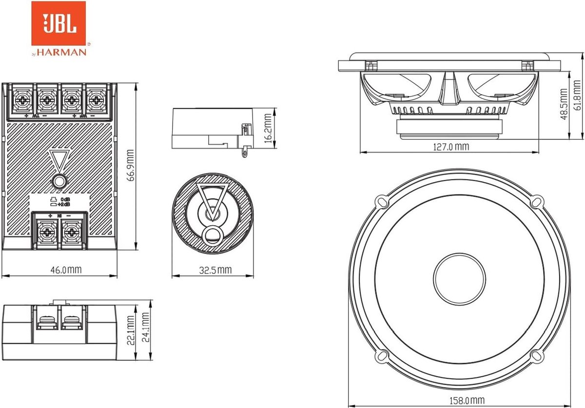 JBL Stage3 607CF - Autospeakers - 16,5 cm - 2-weg Composet - 250 Watt - Zonder Grill - Zwart – foto 6