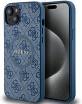 Guess 4G Back Case (MagSafe Compatible) - Geschikt voor Apple iPhone 15 (6.1") - Blauw