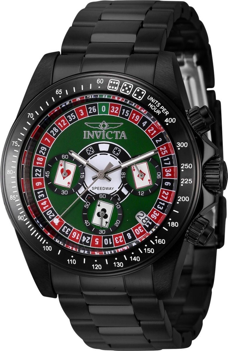 Invicta Speedway 44645 Heren Horloge - Waterdicht - Analoog - Quartz Uurwerk - Roestvrij Staal met groene Wijzerplaat - 39mm