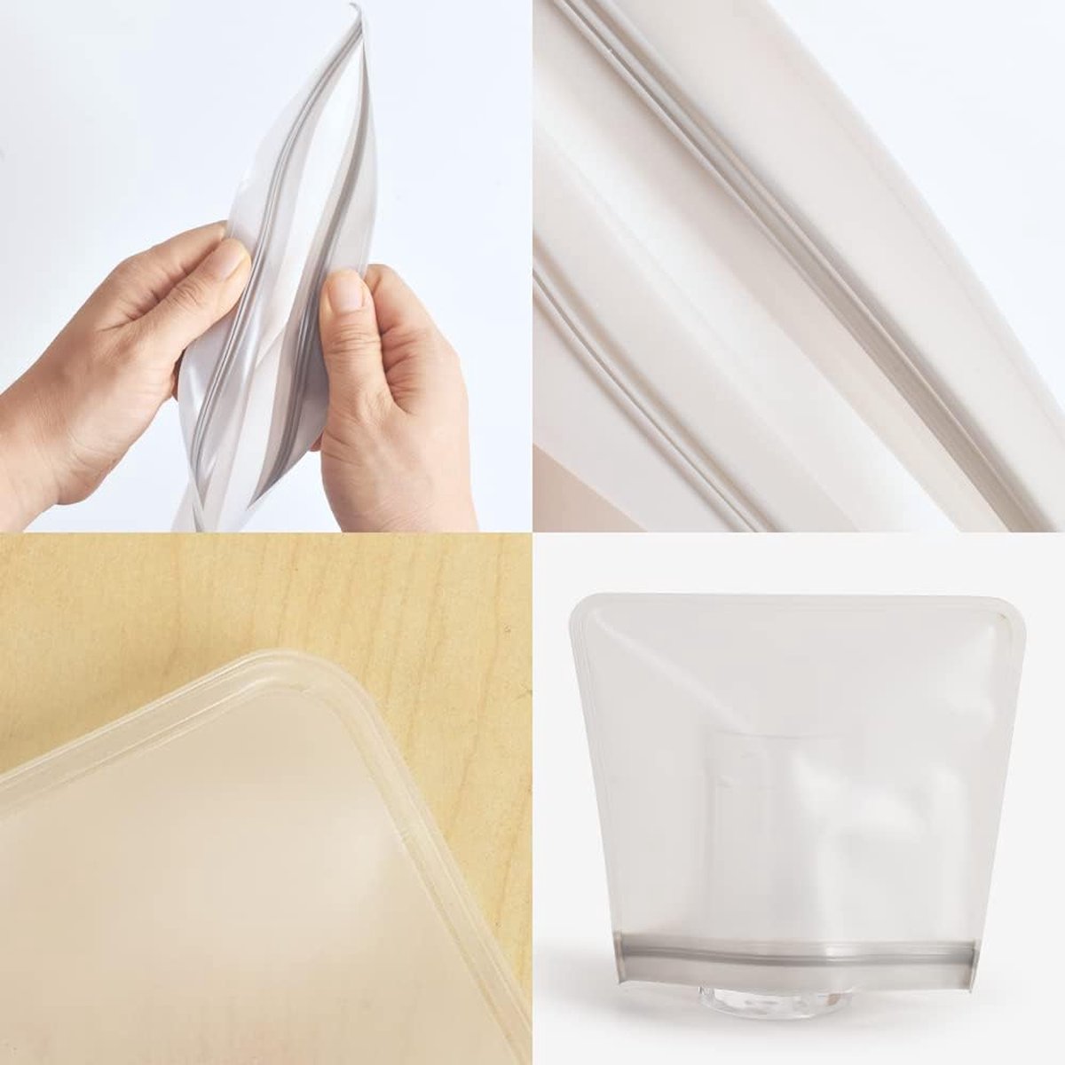 Silicone Voedsel Opslag zakjes - Herbruikbare gallon - diepvrieszakken, ritssluiting lekvrije herbruikbare gallon - Top Ziplock Tassen - zakken voor het marineren van vlees, fruit, sandwiches, snacks, 2 gallon-zakken + 4 kwartzakken + 4 snackzakken — cadeau in Cadeau-ideeën - foto 3
