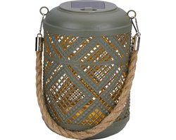 Arti Casa Solar Lantaarn - Tuinverlichting op Zonne Energie - Tafel Lamp met Warm Wit Licht - Solar Lamp met Brandtijd tot 8 uur - IP44 Waterdicht - 11 x 15,5 cm - Kunststof - Grijs