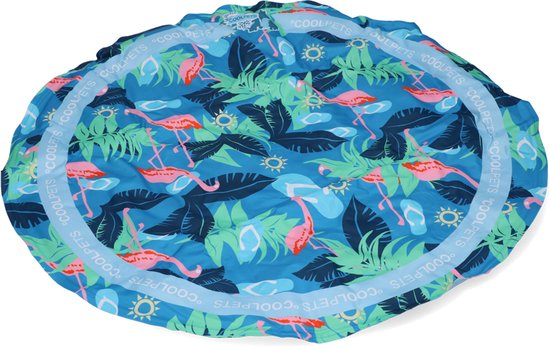 Foto: Coolpets tropical premium koelmat hond rond 60 cm anti slip en non flow coolgel flamingo print