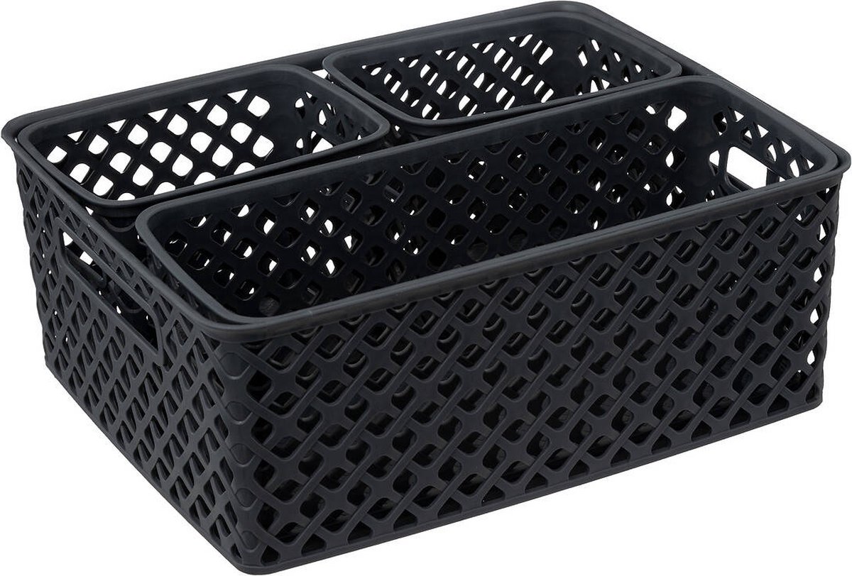 Set van 4 plastic mandjes voor opslag FOLK.