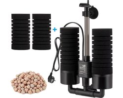 Elektrisch aquariumfilter - Aquarium sponsfilter 3/5 W - stil onderwater-schuim dubbele sponsfilter - biologische en mechanische filtering (S)