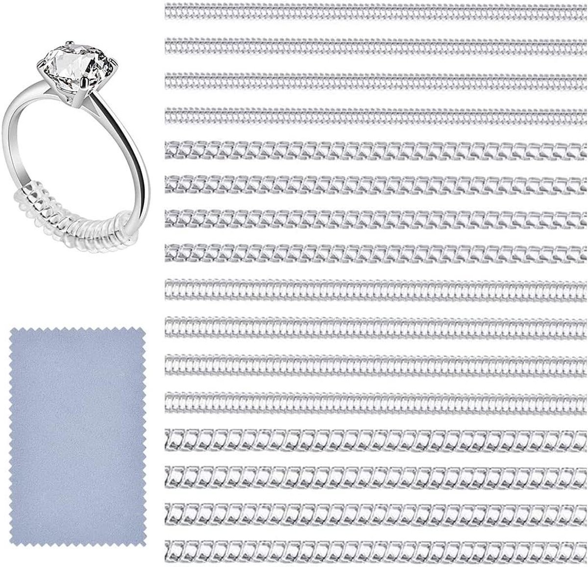 Goedkoopste 16 stuks onzichtbare transparante ringverkleiners- losse ringmaat instelbaar- sieradenmaat voor vrouwen- trouwringen- 4 maten Ringverkleiner