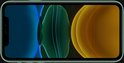 Detail van het scherm van de lichtgroene iPhone 11 met abstracte achtergrond.