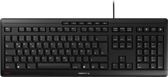 CHERRY KW 3000, Draadloos Toetsenbord met Numeriek Toetsenblok, Duitse Indeling (QWERTZ), 2,4 GHz Radioaansluiting, Geluidsarme Toetsen, Plat Ontwerp, Werkt op Batterij, Wit-grijs