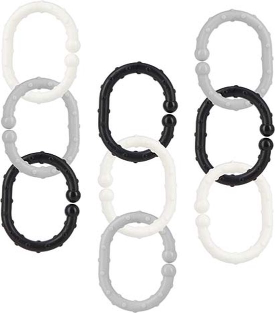 Foto: N by kinderwagenketting 18 stuks zwart wit grijs