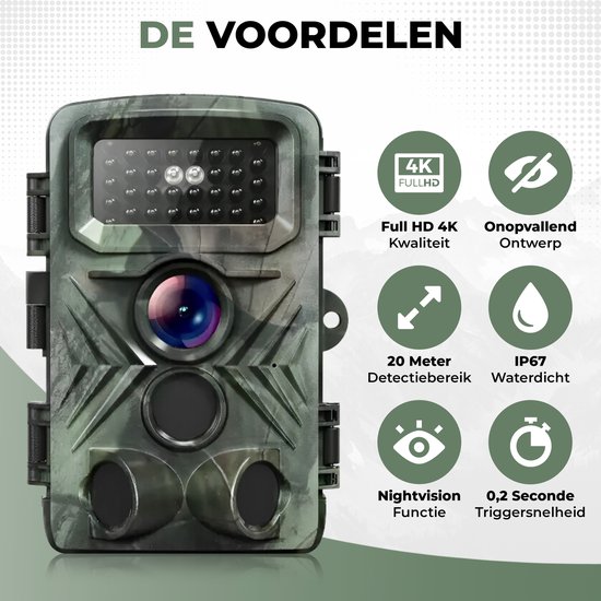 FunKind WiFi-fotoval 30 MP 4 K met app, infrarood fotoval wifi, activeringstijd 0,2 s, camera voor de jacht, telefoonzending, met 32 GB SD-kaart