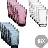 Ensemble de verres à eau Bormioli Rocco Diamond - 47 cl - 18 pièces - Blauw - Transparent - Violet - Verres à boire - Forfait économique