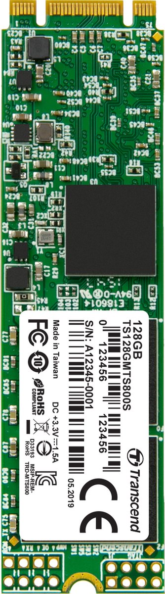 Transcend 800S SATA M.2 SSD 2280 harde schijf 128 GB M.2 SATA 6 Gb/s