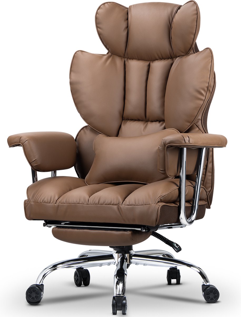 Bureaustoel Ergonomisch met Telescopische Voetsteun Bruin - Bureaustoel - €159,99